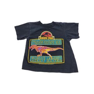 Vtg 1992 Jurassic Park T Rex Dinosaur Movie T-Shirt Distressed Faded Black S (4)